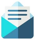 Letter color icon. Open envelope flat symbol