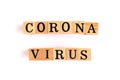 The letter corona Virus is on a wooden block on a white Royalty Free Stock Photo