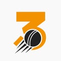 Letter 3 Cricket Logo Concept With Moving Cricket Ball Icon. Cricket Sports Logotype Symbol Vector Template Royalty Free Stock Photo