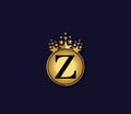 Z Letter Crown Golden Colors Logo Design Concept