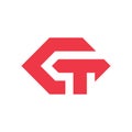 Letter CT or TC logo icon design, hexagon shape monogram, creative typography logomark - Vector Royalty Free Stock Photo