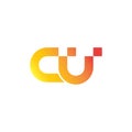 letter cu dot pixel geometric gradient logo vector