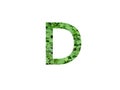 Letter D of the alphabet made with green leaf of geranium