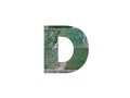 Letter D of the alphabet made with green tiles