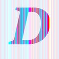 Letter D of the alphabet made with stripes with colors purple, pink, blue, yellow Royalty Free Stock Photo