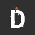 Letter D Candle logo symbol or icon template design