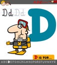 Letter d with cartoon diver