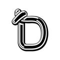 Letter D Celtic font. norse medieval ornament ABC. Traditional a