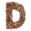 Letter D from coffee alphabet isolated on white Royalty Free Stock Photo
