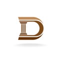 Letter D with column integrated sign