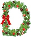 Letter D with decoration for Christmas design and New Year with spruce tree and holly red berries