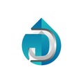 Letter D with Drop Water logo design, water drop and clean environment symbol, logotype element for template Royalty Free Stock Photo