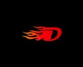 Letter D on Fire .Letter D with Fire vector Automotive logo design concept illustration Royalty Free Stock Photo