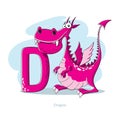 Letter D with funny Dragon