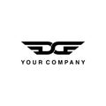letter d and g initial wings vector logo design
