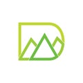 Letter d green mountain gradient logo vector