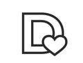 Letter d with heart in line style. creative element for valentine`s day design. romantic and love symbol