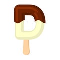 Letter D Ice Cream font. Popsicle alphabet. Cold Sweet lettering