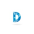 Letter D icon. Technology Smart logo, computer and data related business, hi-tech and innovative, electronic. Royalty Free Stock Photo