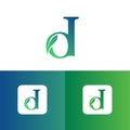 Letter D and leaf logo vector, Eco Logo Design. Letter D Vector