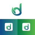 Letter D and leaf logo vector, Eco Logo Design. Letter D Vector