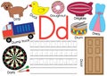 Letter D. Learning English alphabet and writing practice for children. Royalty Free Stock Photo