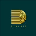 Letter D lines style retro design logo template