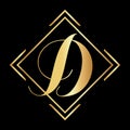 Letter D logo, D logo design, D icon design golden vector image