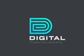 Letter D Logo design vector Linear. Technology Spi