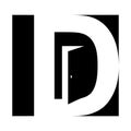Letter d logo door, head open house, icon capital d