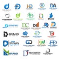 Letter D logo set. Set of colorful D letter symbols Royalty Free Stock Photo