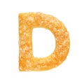 Letter D made from cookie isolated on white background Royalty Free Stock Photo