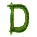 Letter D made of green grass isolated on white. 3d rendering
