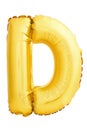 Letter D made of inflatable balloon isolated on white