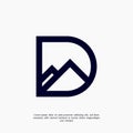 letter D mountain logo design template