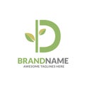 Letter d with natural green leaf logo Royalty Free Stock Photo