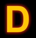 Letter D neon light full isolated on black