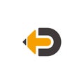 Letter D pencil shape geometric arrow education logo vector Royalty Free Stock Photo