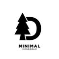 Letter D pine tree initial vector logo design