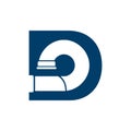 Letter D Pipe Logo Design Element with blue color