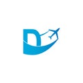Letter D with plane logo icon design vector illustration Royalty Free Stock Photo