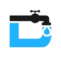 Letter D Plumber Logo Design. Plumbing Water with Letter D Logo Template