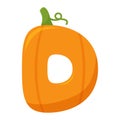 Letter D Pumpkin, vector illustration