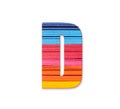 Letter D. Rainbow color paper. Royalty Free Stock Photo