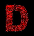 Letter D red artistic fiber mesh style isolated on black