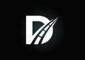 Letter D with road logo sing. The creative design concept for highway maintenance and construction. Transportation and traffic