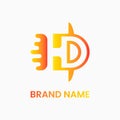 letter d and rocket logo concept. gradient, modern, combination, simple, flat and clean Royalty Free Stock Photo