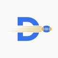 Letter D Rugby, Football Logo Combine With Rugby Ball Icon For American Soccer Club Symbol