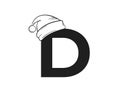 Letter d with santa claus hat. creative element for Christmas and New Year design. isolated vector image Royalty Free Stock Photo