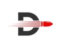 Letter D Shooting Bullet Logo With Concept Weapon For Safety and Protection Symbol